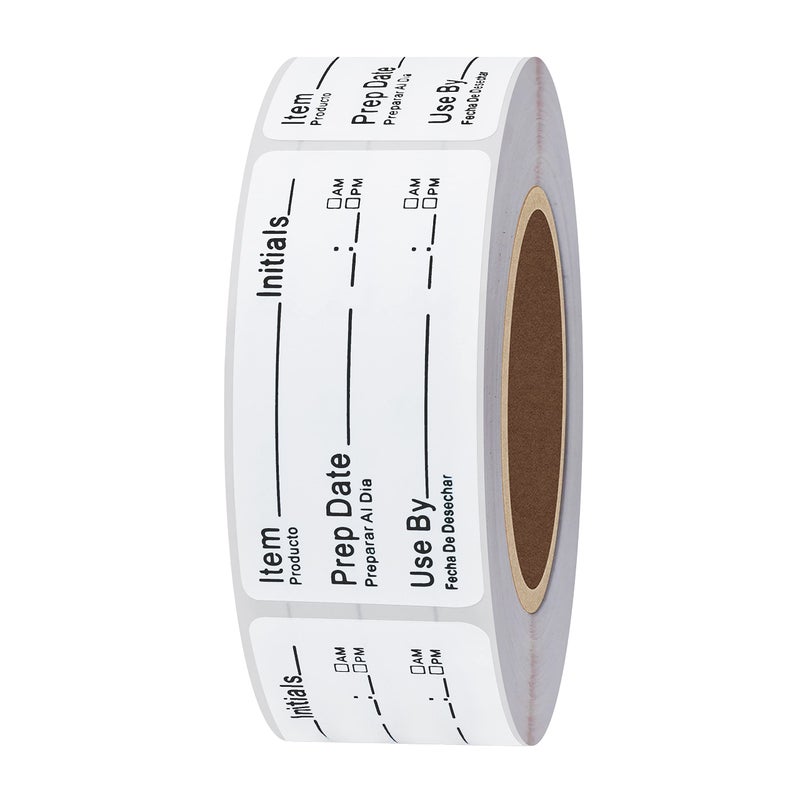 Hybsk 1 x 2 Inch Removable Shelf Life Labels for Food Rotation Use by Food Preparation Stickers Prep Date Total 500 Labels Per Roll (Black Font) - Image 3